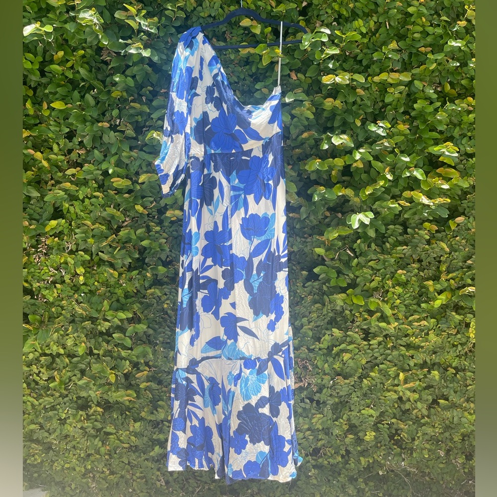 J. Crew Collection One-shoulder Ruffle-hem Dress in Painted Floral Print